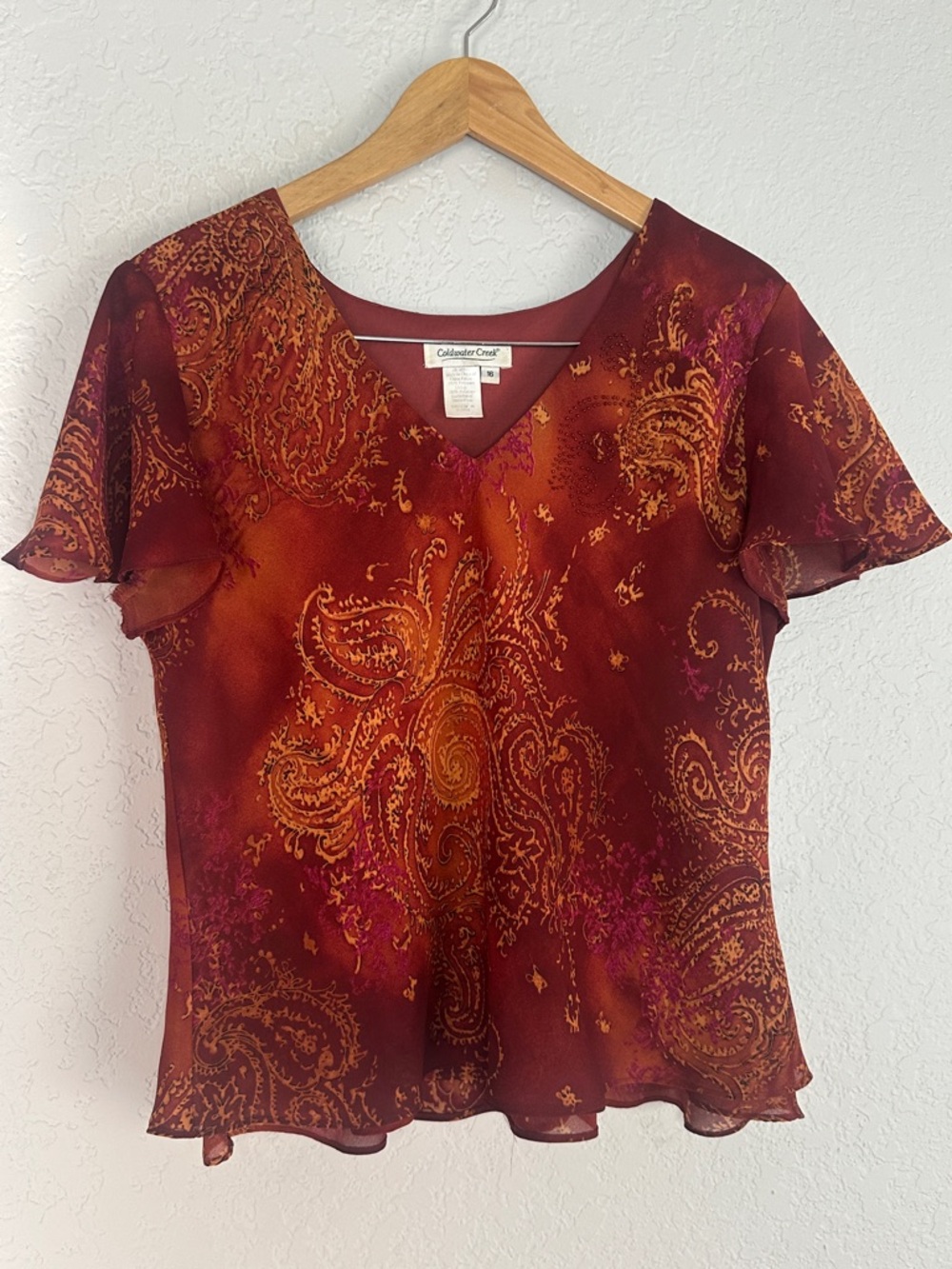 Coldwater Creek Paisley Rust 2pc Skirt Set Flowy Fall Fairy Forest Size 16 - Picture 5 of 6